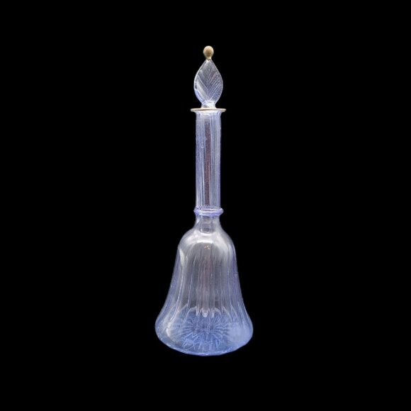 Egyptian Hand Blown Glass Perfume Bottle Blue W/Gold Trim 6.5" READ - Picture 1 of 5
